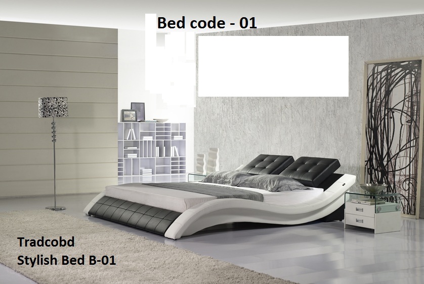 Stylish Bed-B01 made with Mahagoni Wood, Rubber Foam, and Artificial Leather for your home"