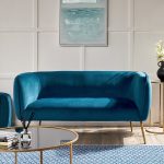 Stylish Luxury 2 Seat Sofa-04 – Mahogany & Fabric | Custom Size & Color Available